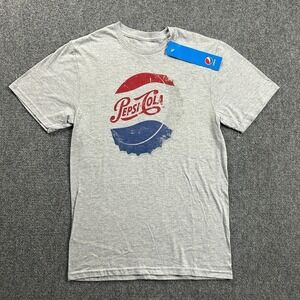 Pepsi-Cola Shirt Adults Small Gray Crew Neck Logo Graphic Cotton Blend Mens‎ New